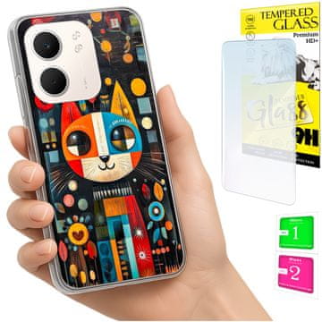 shumee Ovitek za Oppo A5X FOTO ovitek zadnji ovitek Cat + 9H steklo