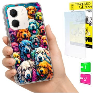 shumee Ovitek za Oppo A5X FOTO ovitek zadnji ovitek psi + 9H STEKLO