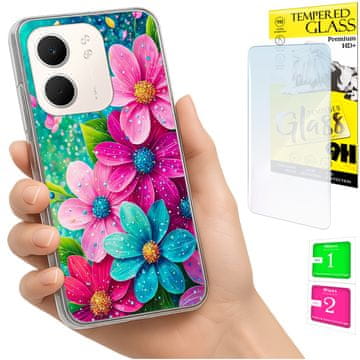 shumee Ovitek za Oppo A5X FOTO zadnji ovitek z rožami + 9H steklo