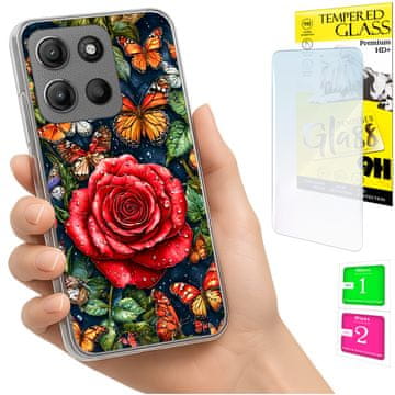 shumee Ovitek za Motorola Moto G15 FOTO ovitek z metulji + STEKLO
