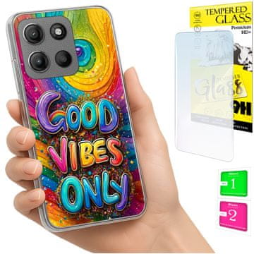 shumee Ovitek za Motorola Moto G15 FOTO ovitek zadnja stran Vibes + STEKLO