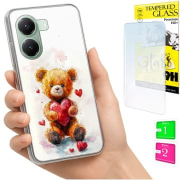 shumee Ovitek za Xiaomi Poco X7 Pro 5G FOTO ovitek z medvedkom + 9H steklo