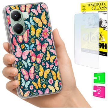 shumee Ovitek za Xiaomi Poco X7 Pro 5G FOTO ovitek z zaščitnim ovitkom Butterfly + 9H steklo