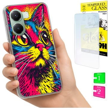 shumee Ovitek za Xiaomi Poco X7 Pro 5G FOTO ovitek z zaščitnim ovitko v obliki mucke + 9H steklo