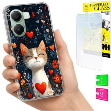 shumee Ovitek za Xiaomi Poco X7 Pro 5G FOTO ovitek z zaščitnim ovitko v obliki mucke + 9H steklo