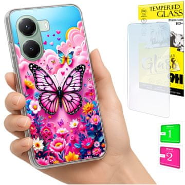 shumee Ovitek za Xiaomi Poco X7 Pro 5G FOTO ovitek z zaščitnim ovitkom Butterfly + 9H steklo