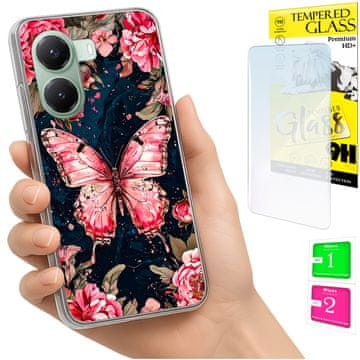 shumee Ovitek za Xiaomi Poco X7 Pro 5G FOTO ovitek z zaščitnim ovitkom Butterfly + 9H steklo