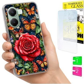 shumee Ovitek za Xiaomi Poco X7 Pro 5G FOTO ovitek z zaščitnim ovitkom Butterfly + 9H steklo