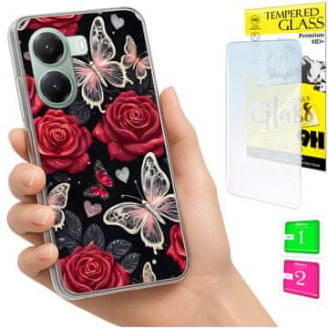 shumee Ovitek za Xiaomi Poco X7 Pro 5G FOTO ovitek z zaščitnim ovitkom Butterfly + 9H steklo