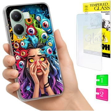 shumee Ovitek za Xiaomi Poco X7 Pro 5G FOTO ovitek za zadnje oči + 9H STEKLO