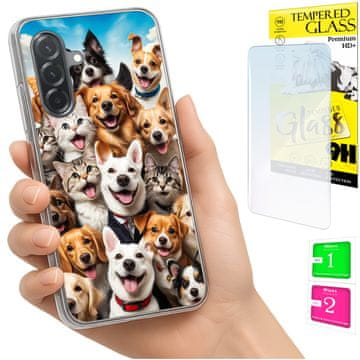 shumee Ovitek za Samsung Galaxy A36 / A56 FOTO ovitek Dogs 9H STEKLO
