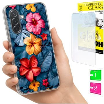 shumee Ovitek za Samsung Galaxy A36 / A56 FOTO ovitek s cvetličnim vzorcem 9H stekla