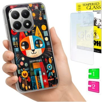 shumee Ovitek za Xiaomi 15T FOTO zadnja stran grafike Cat + 9H steklo
