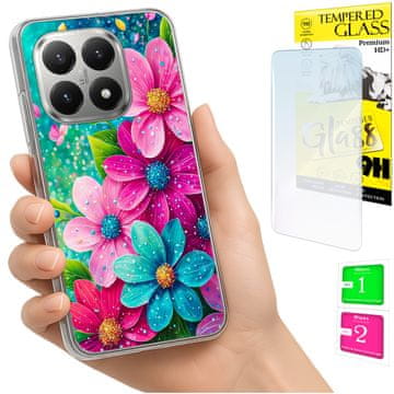 shumee Ovitek za Xiaomi 15T FOTO zadnja stran grafike rože + 9H STEKLO