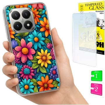 shumee Ovitek za Xiaomi 15T FOTO zadnja stran grafike rože + 9H STEKLO