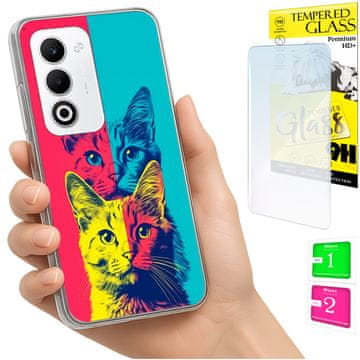 shumee Ovitek za Oppo A5 5G FOTO zadnja stran grafike mačke + 9H steklo