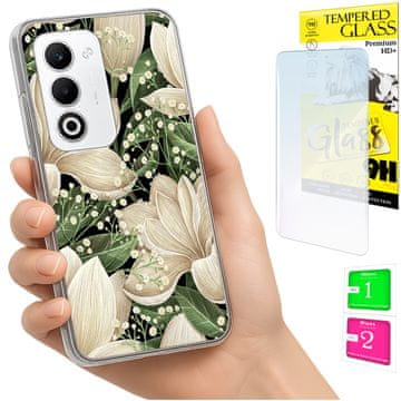 shumee Ovitek za Oppo A5 5G FOTO zadnja stran grafike rože + 9H STEKLO