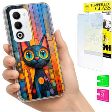 shumee Ovitek za Oppo A5 5G FOTO zadnja stran grafike mucek + 9H steklo