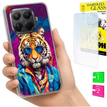 shumee Ovitek za Xiaomi 15T Pro FOTO zadnja stran Tiger Graphics + 9H steklo