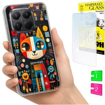 shumee Ovitek za Xiaomi 15T Pro FOTO zadnja stran grafike Cat + 9H steklo