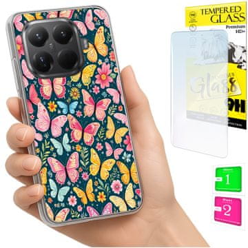 shumee Ovitek za Xiaomi 15T Pro FOTO zadnja stran grafike metulji + 9H STEKLO