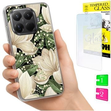 shumee Ovitek za Xiaomi 15T Pro FOTO zadnja stran grafike rože + 9H STEKLO