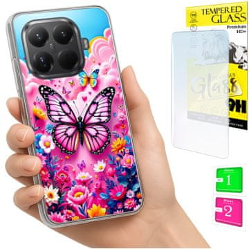 shumee Ovitek za Xiaomi 15T Pro FOTO zadnja stran grafični metulj + 9H steklo
