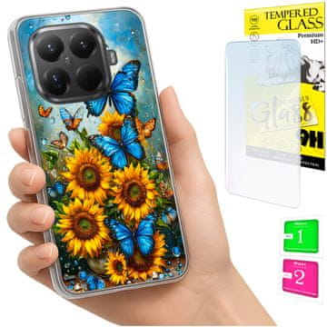 shumee Ovitek za Xiaomi 15T Pro FOTO zadnja stran grafike metulji + 9H STEKLO