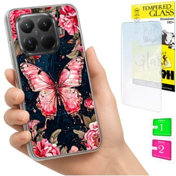 shumee Ovitek za Xiaomi 15T Pro FOTO zadnja stran grafični metulj + 9H steklo