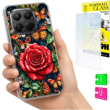shumee Ovitek za Xiaomi 15T Pro FOTO zadnja stran grafike metulji + 9H STEKLO