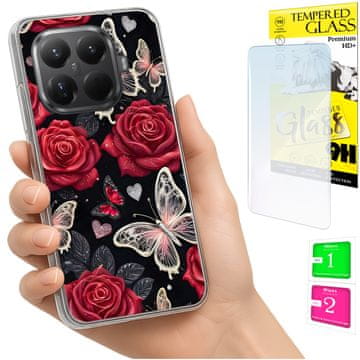 shumee Ovitek za Xiaomi 15T Pro FOTO zadnja stran grafike metulji + 9H STEKLO