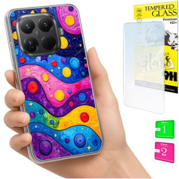 shumee Ovitek za Xiaomi 15T Pro FOTO zadnja stran grafike valovi + 9H STEKLO