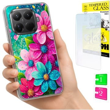 shumee Ovitek za Xiaomi 15T Pro FOTO zadnja stran grafike rože + 9H STEKLO