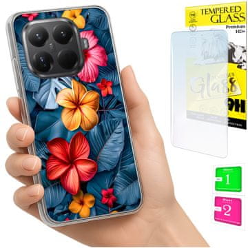 shumee Ovitek za Xiaomi 15T Pro FOTO zadnja stran grafike rože + 9H STEKLO