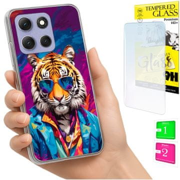 shumee Ovitek za Motorola Moto G86 Power FOTO ovitek Tiger hrbtna stran + 9H steklo