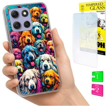 shumee Ovitek za Motorola Moto G86 Power FOTO ovitek zadnji ovitek psi + 9H steklo