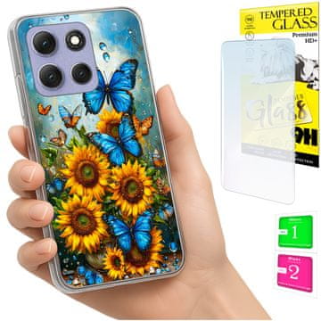 shumee Ovitek za Motorola Moto G86 Power FOTO ovitek z metuljčki + 9H steklo