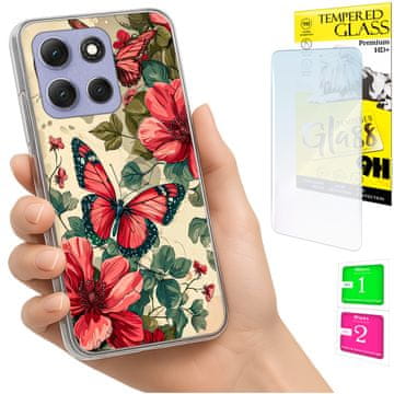 shumee Ovitek za Motorola Moto G86 Power FOTO ovitek z metuljčki + 9H steklo