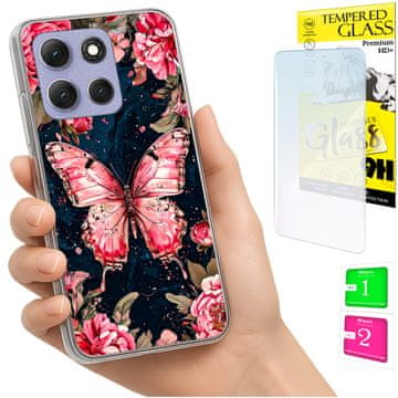 shumee Ovitek za Motorola Moto G86 Power FOTO ovitek z zaščitnim ovitkom v obliki metulja + 9H steklo