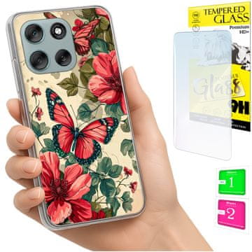 shumee Ovitek za Motorola Moto G56 FOTO zadnja stran grafike metulji + STEKLO