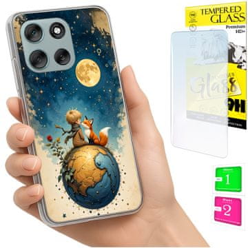 shumee Ovitek za Motorola Moto G56 FOTO ovitek za hrbtno stran grafika Lisek + STEKLO