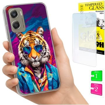 shumee Ovitek za Motorola Moto G06 / G06 Power - zadnja stran Tiger + STEKLO