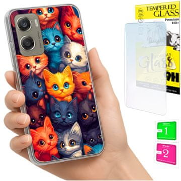 shumee Ovitek za Motorola Moto G06 / G06 Power - zadnji ovitek, ovitek z mačkami + STEKLO