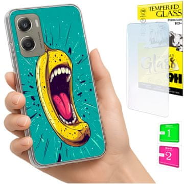 shumee Ovitek za Motorola Moto G06 / G06 Power, zadnja stran, banana + steklo