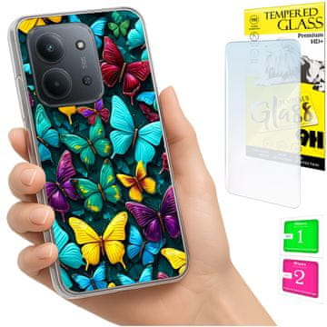 shumee Ovitek za Xiaomi Redmi 15C 5G 173mm / Poco C85, zadnja stran, metuljček + 9H STEKLO