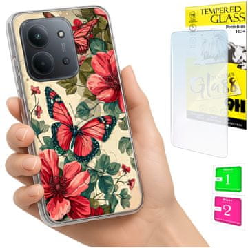 shumee Ovitek za Xiaomi Redmi 15C 5G 173mm / Poco C85, zadnja stran, metuljček + 9H STEKLO