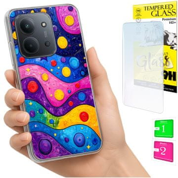 shumee Ovitek za Xiaomi Redmi 15C 5G 173mm / Poco C85 ovitek Waves + 9H STEKLO