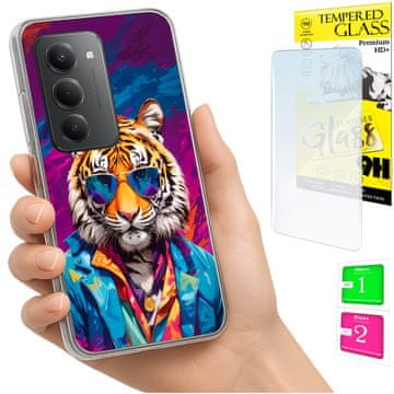 shumee Ovitek za Xiaomi Redmi 15 4G / 5G 169 mm zadnji ovitek Tiger + STEKLO