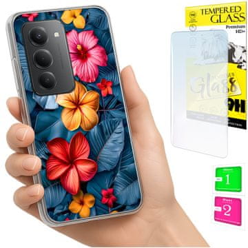 shumee Ovitek za Xiaomi Redmi 15 4G / 5G 169mm ovitek/zadnji ovitek z rožami + STEKLO