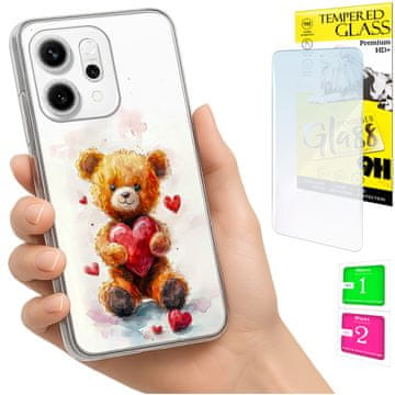 shumee Ovitek za Oppo Reno 14F / 14 FS 5G FOTO ovitek z medvedkom + STEKLO